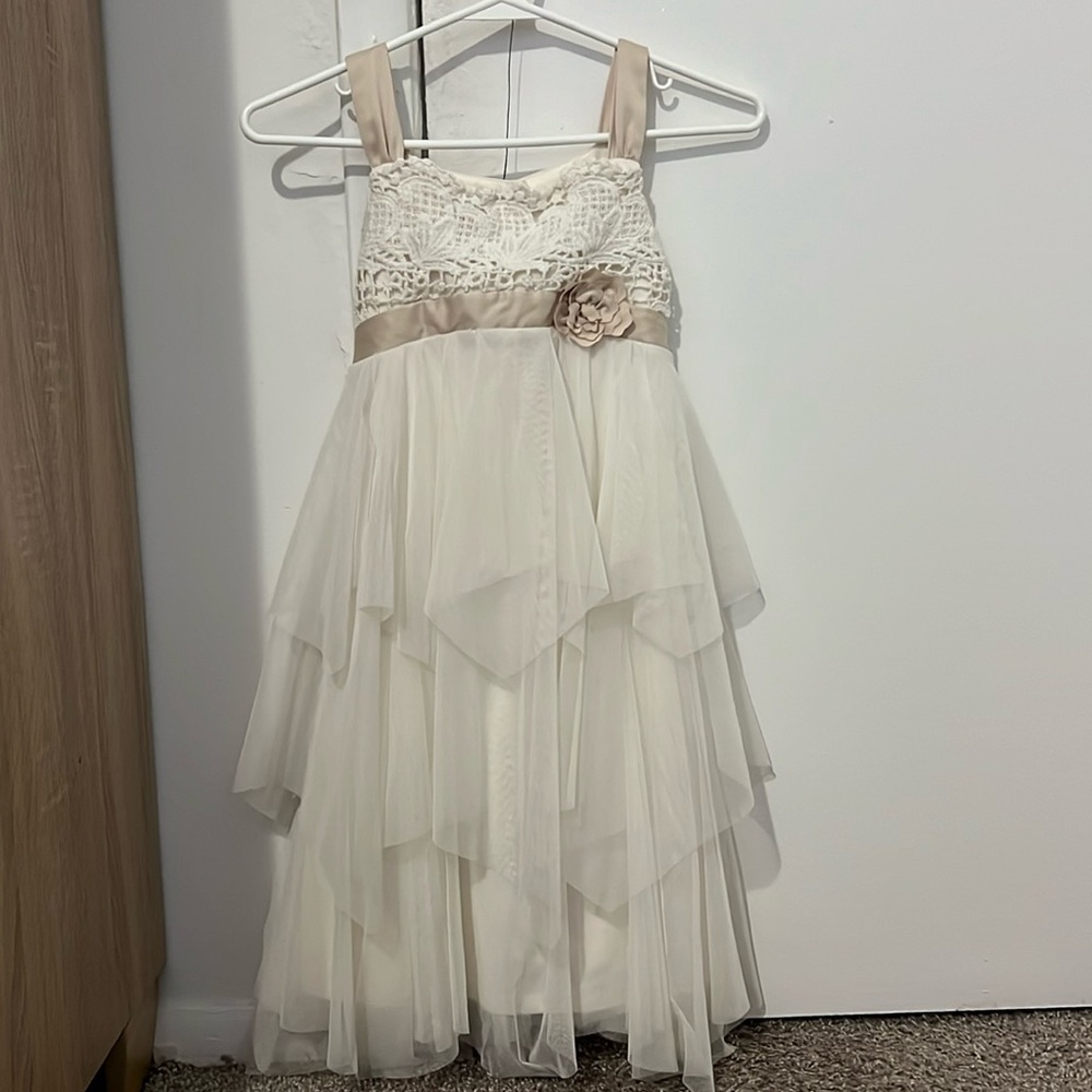 Cream and tan girl dress